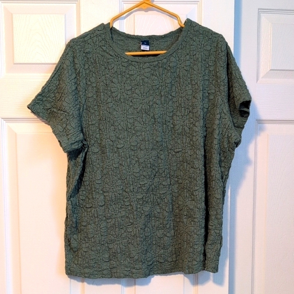 Green Textured Lace Crew Neck Tee Size 3x NWT